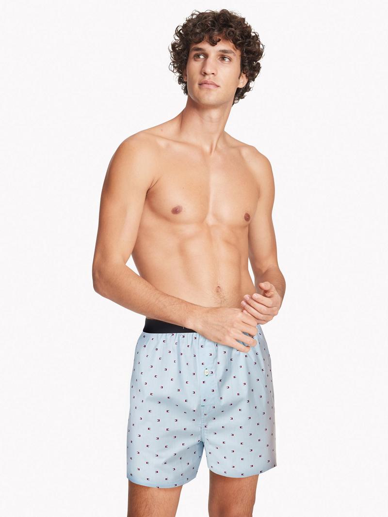 Férfi Tommy Hilfiger Pamut classics fashion boxer Boxers Kék | HU 1342HAP